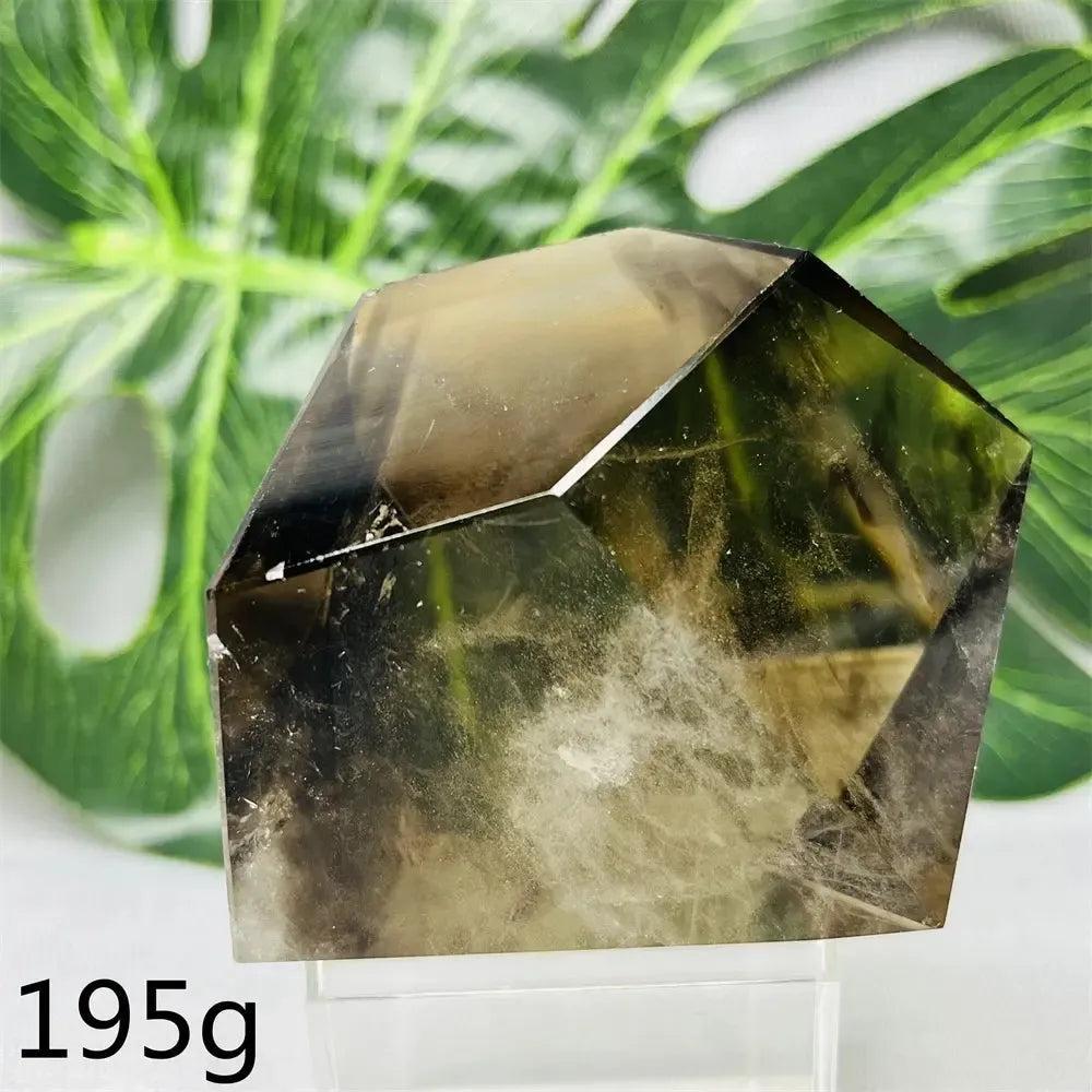 Crystal Destiny's 195g hand-polished smoky quartz free-form crystal tower with grounding energy.