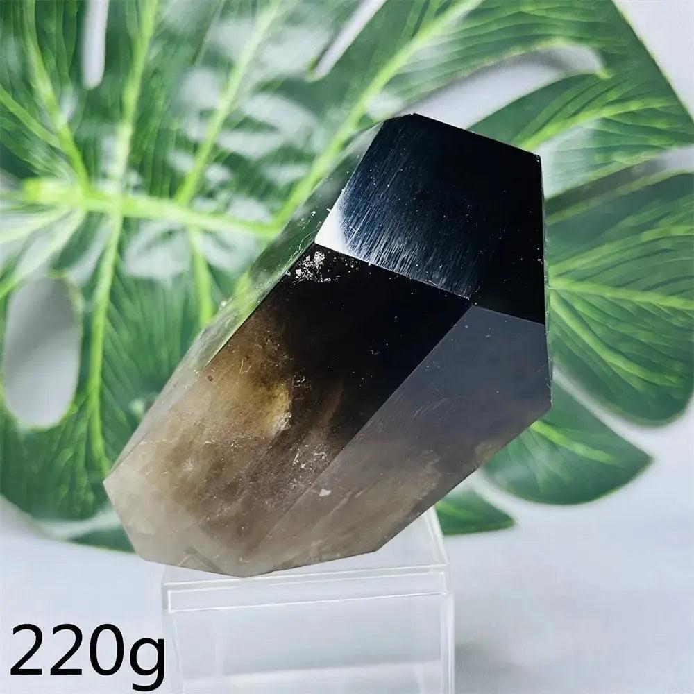 Hand-polished Smoky Quartz free-form crystal tower from Crystal Destiny, showing deep brown-to-charcoal color.