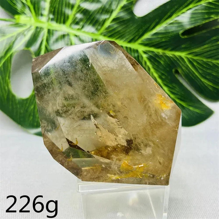 Hand-polished smoky quartz free-form crystal from Crystal Destiny, 226g, with natural brown-to-charcoal hues.