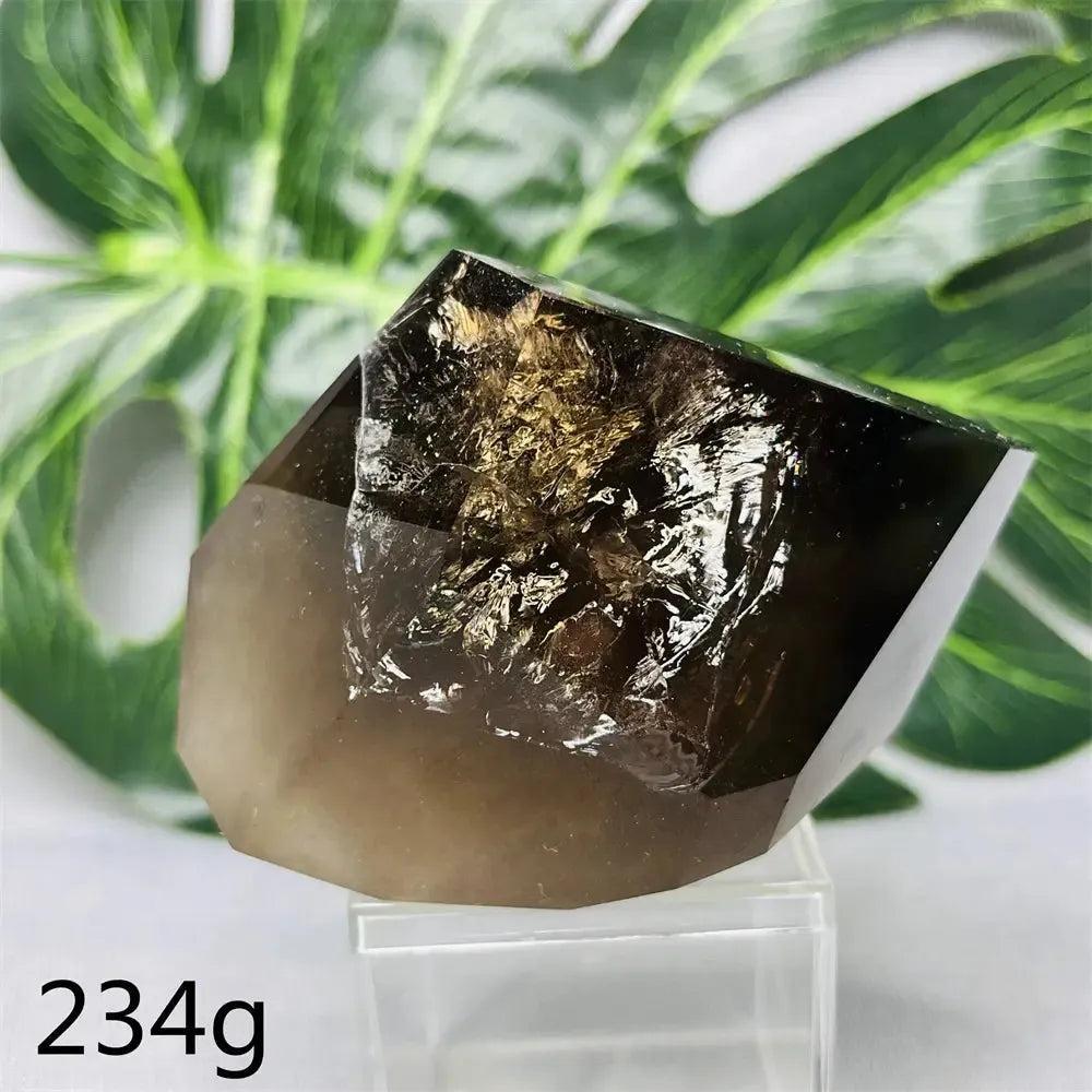 Hand-polished smoky quartz free-form crystal tower from Crystal Destiny, showcasing deep brown to charcoal hues.