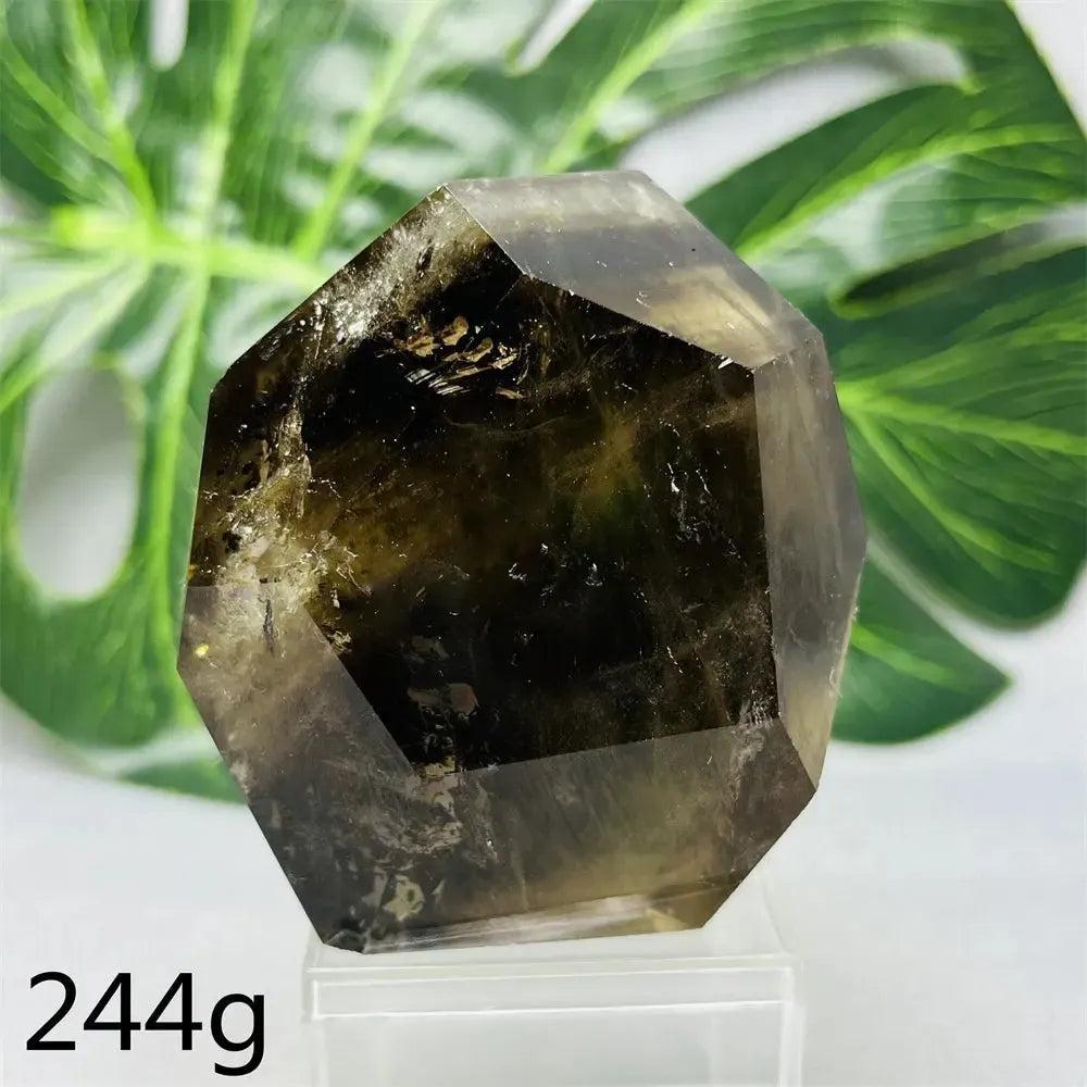 244g hand-polished smoky quartz free-form crystal tower from Crystal Destiny, showcasing deep brown-to-charcoal hues.