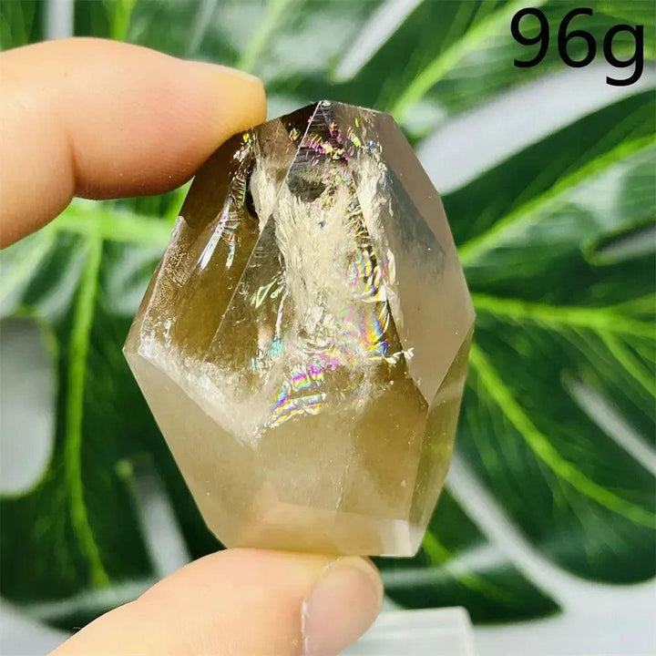 Hand-polished Smoky Quartz free-form crystal tower, 96g, with iridescent inclusions, by Crystal Destiny.