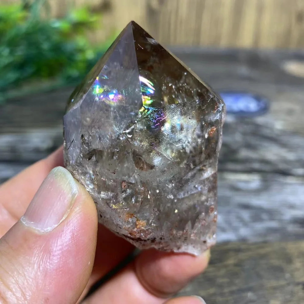 Smoky Quartz Natural Point with Rainbows