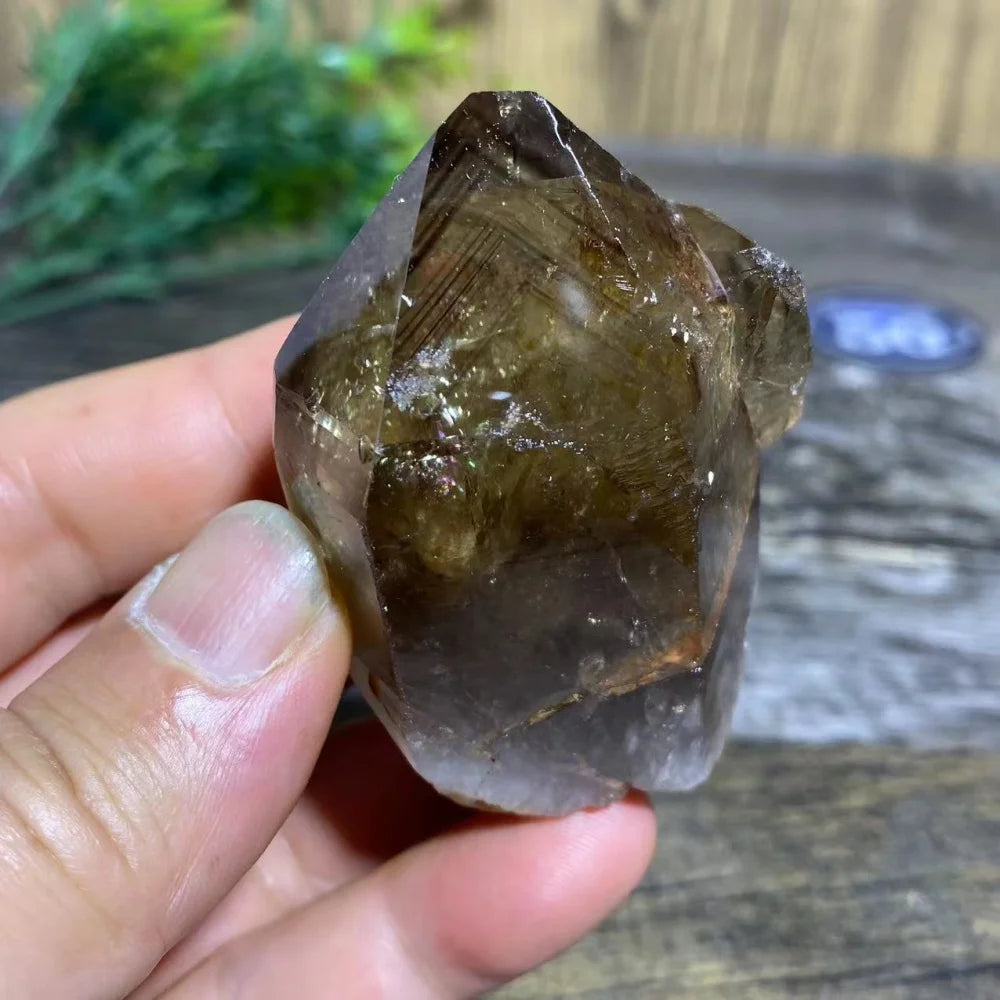 Smoky Quartz Natural Point with Rainbows