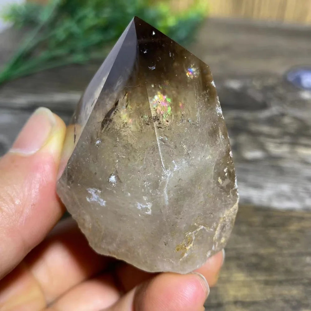 Smoky Quartz Natural Point with Rainbows