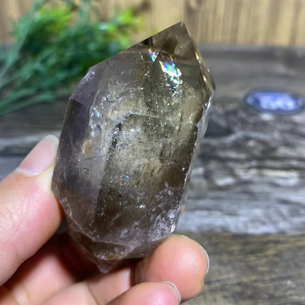 Smoky Quartz Natural Point with Rainbows