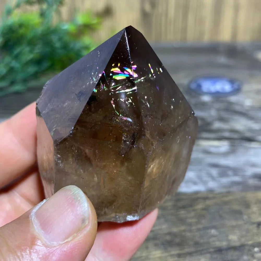 Smoky Quartz Natural Point with Rainbows