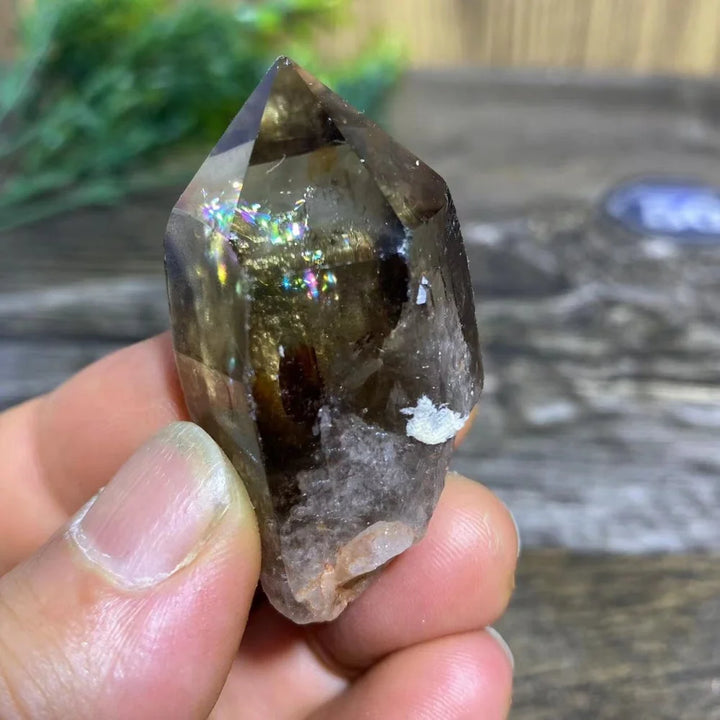 Smoky Quartz Natural Point with Rainbows