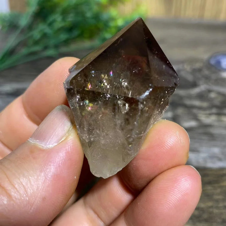 Smoky Quartz Natural Point with Rainbows