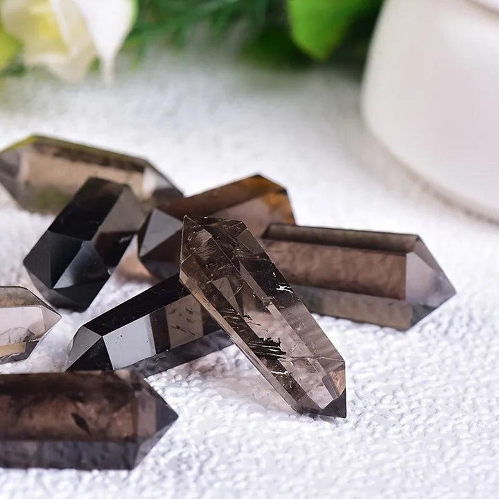 Smoky Quartz Raw Crystal Double Termination Specimen, deep translucent brown-grey, 40-50mm, for grounding and stability.