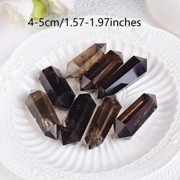 Deep translucent smoky quartz raw crystal double termination specimens, 40-50mm, for grounding and protection.