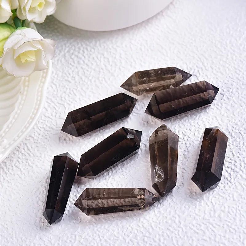Deep translucent smoky quartz raw crystal double termination specimens, 40-50mm, for grounding and protection.