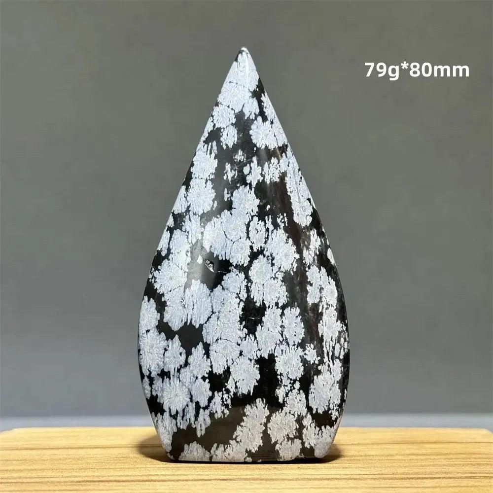 Black and white Snowflake Obsidian freeform torch, 79g, 80mm, from Crystal Destiny.