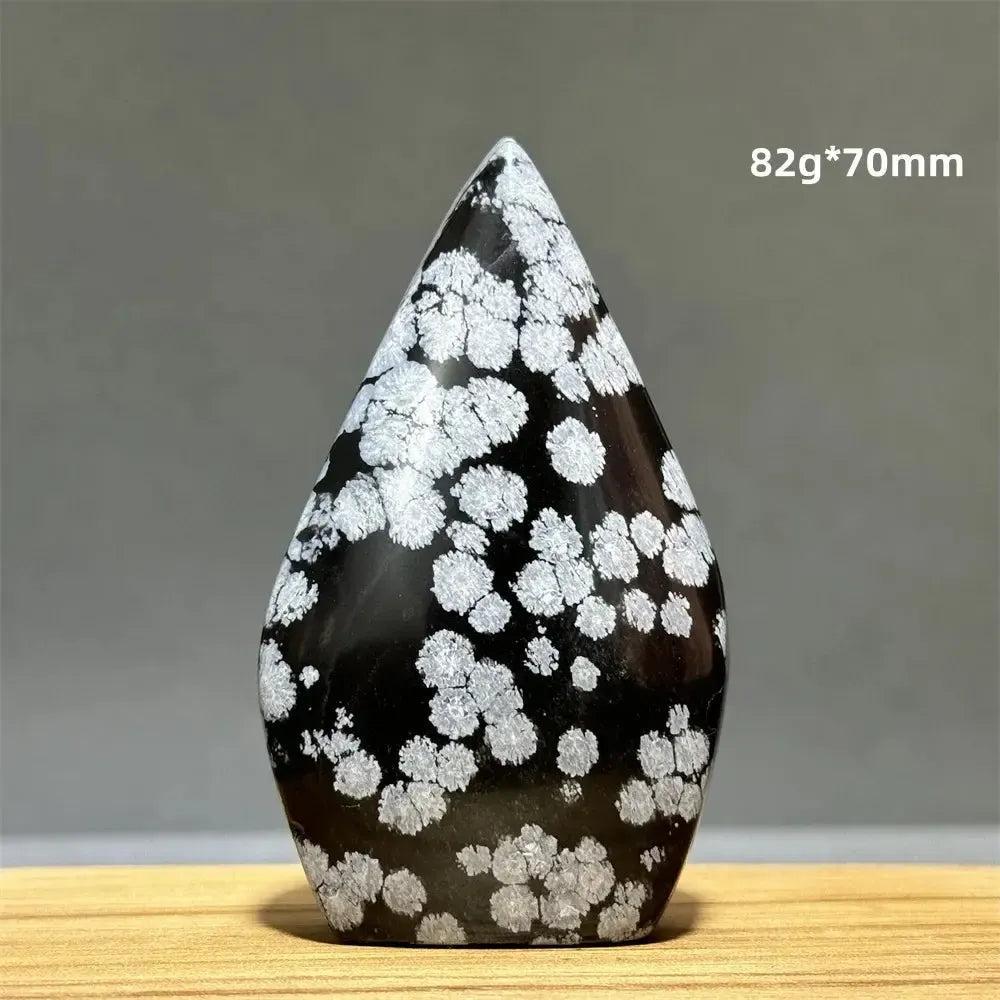 Black Snowflake Obsidian freeform torch with white cristobalite patterns, 82g, 70mm, from Crystal Destiny.