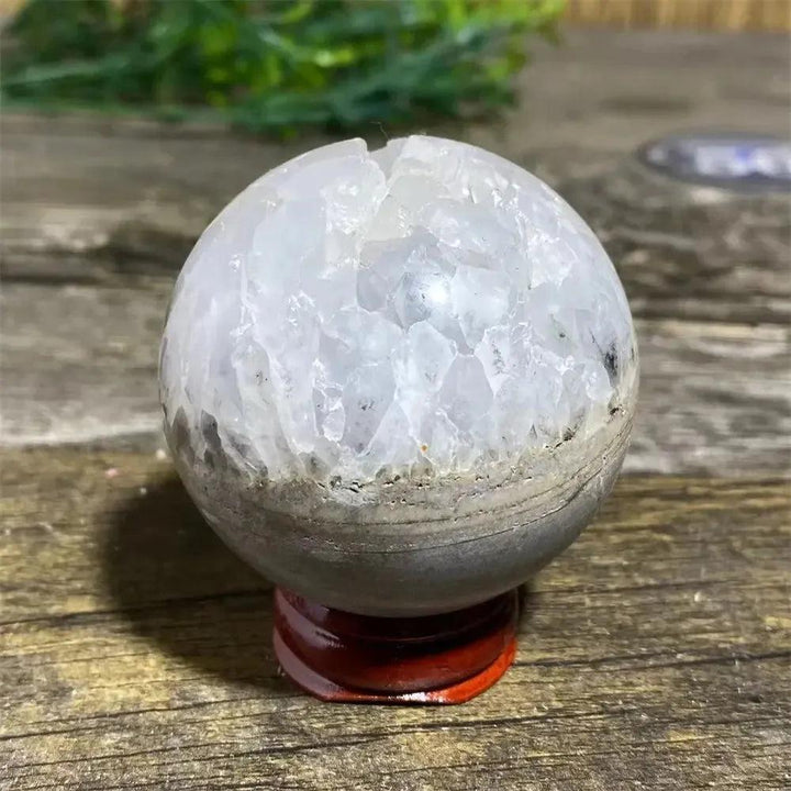 Polished Sphalerite Sphere with Stand. Distinctive metallic luster, rich amber to brown tones, grounding energy.