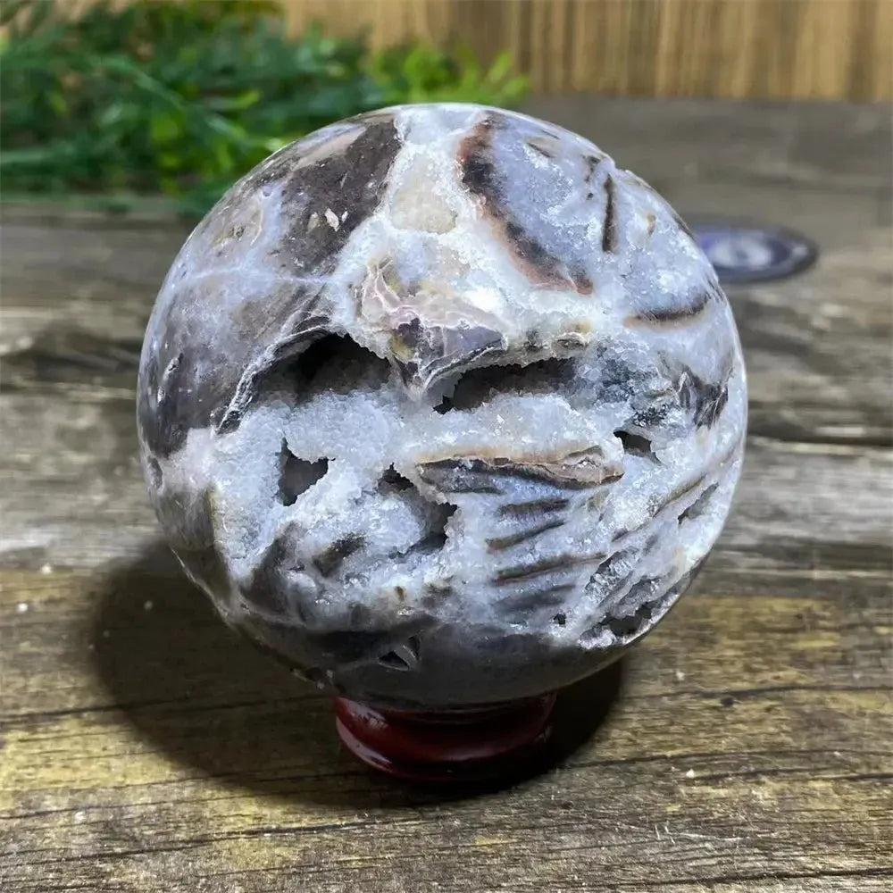 Polished Sphalerite Sphere with Stand, showcasing metallic luster, rich amber tones, and grounding energy.
