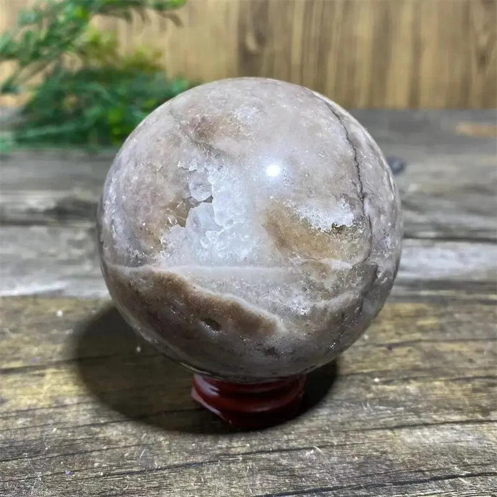Polished Sphalerite Sphere with Stand, showcasing metallic luster, amber tones, and grounding energy.