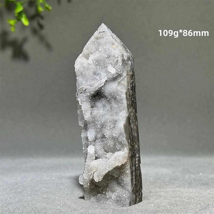 Polished Sphalerite in Quartz tower, 109g and 86mm, featuring grounding brown and black crystals for energy and stability.
