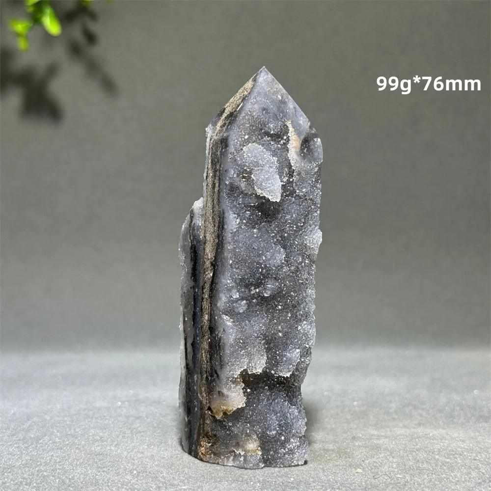 Polished 99g Sphalerite in Quartz tower, 76mm tall, featuring grounding brown and black crystals for energy and stability.