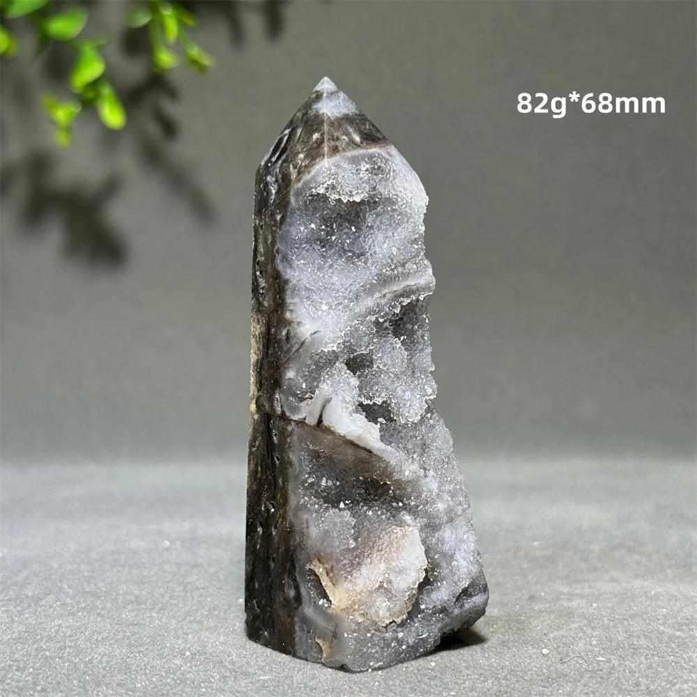 Polished Sphalerite in Quartz tower featuring earthy brown crystals for grounding and vitality in a unique obelisk shape.