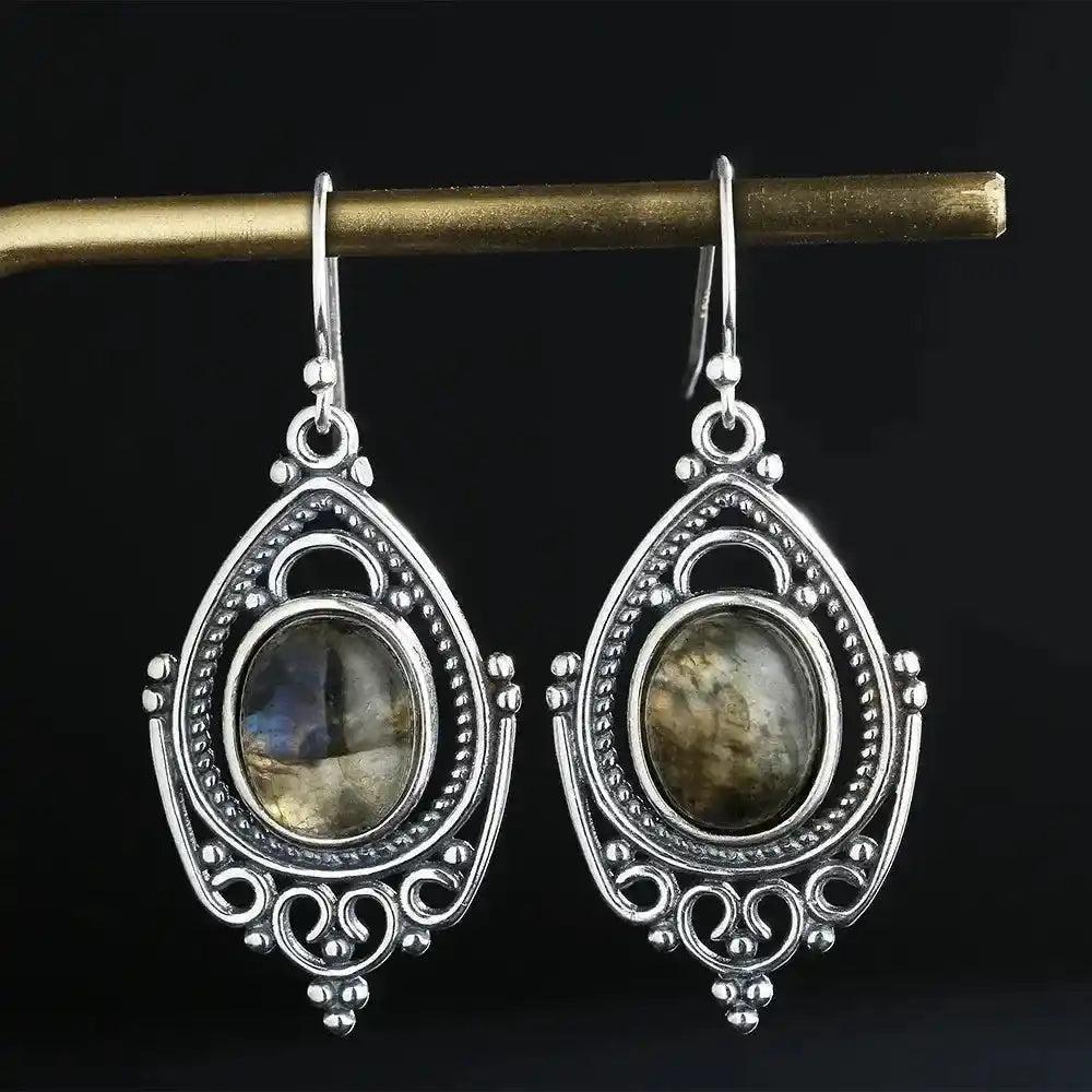 Sterling Silver Oval Crystal Earrings 8x10mm S925