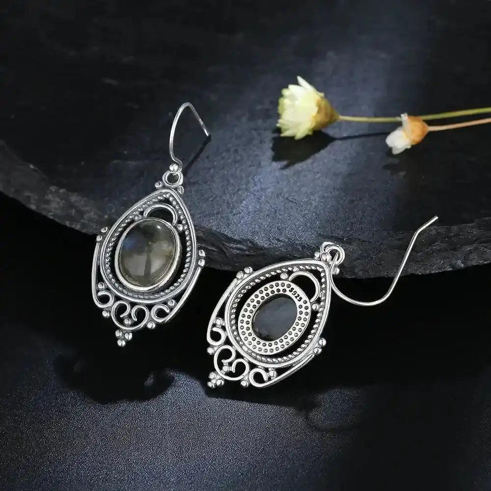 Sterling Silver Oval Crystal Earrings 8x10mm S925