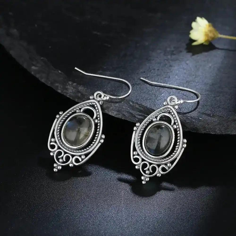 Sterling Silver Oval Crystal Earrings 8x10mm S925