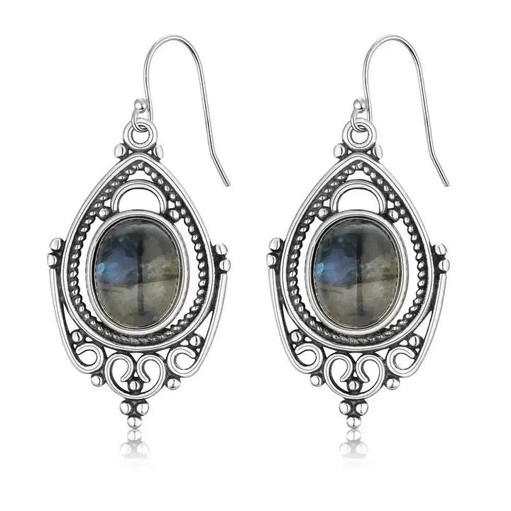 Sterling Silver Oval Crystal Earrings 8x10mm S925
