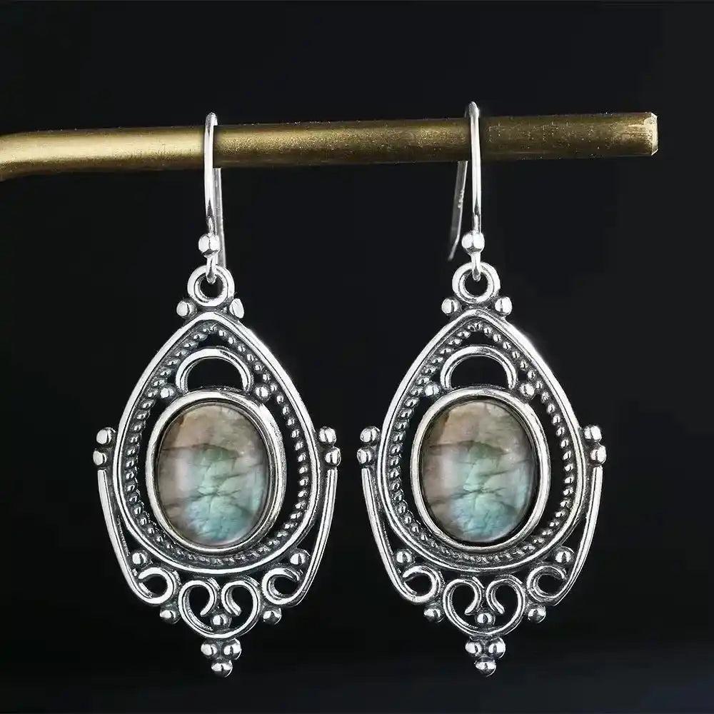 Sterling Silver Oval Crystal Earrings 8x10mm S925
