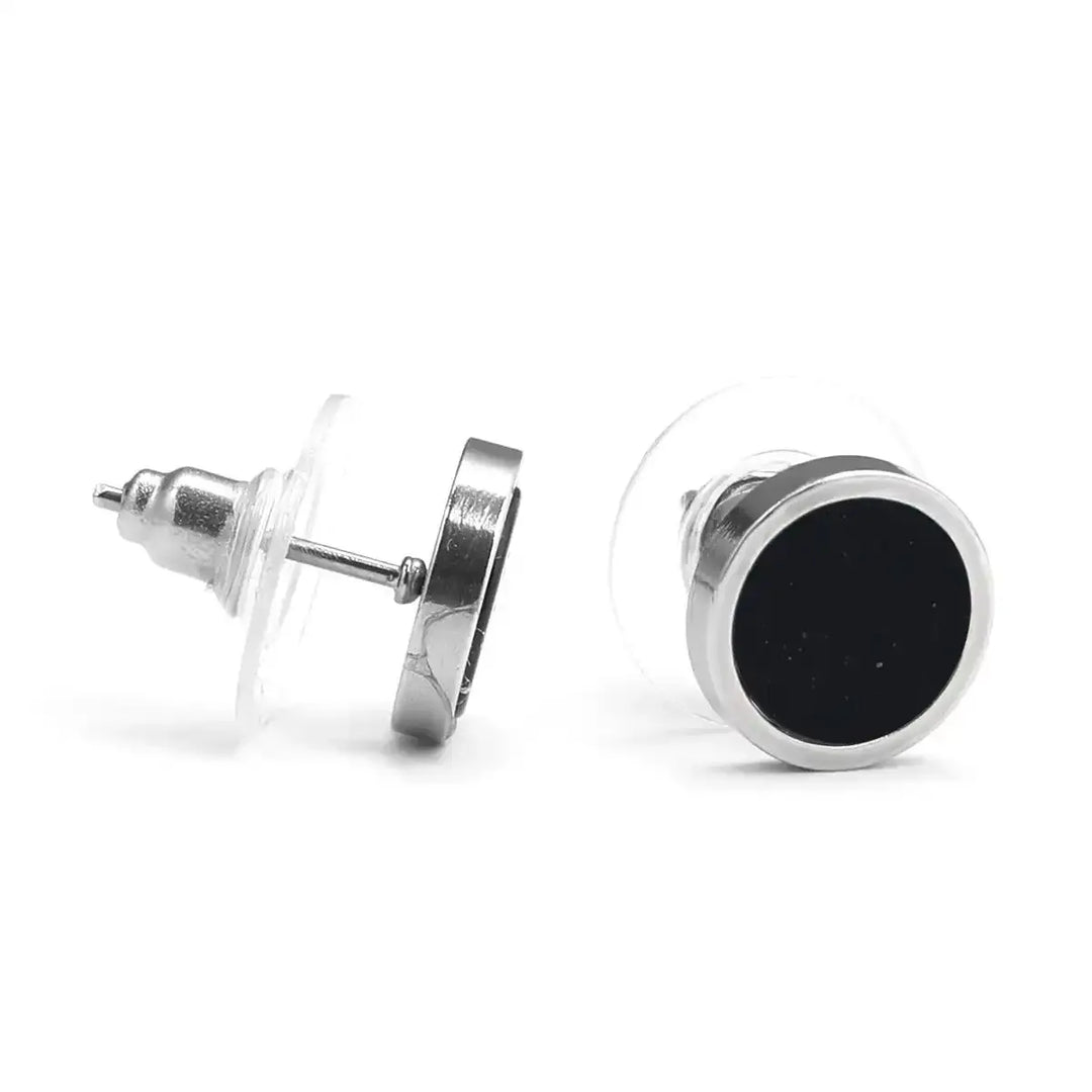 Sterling Silver Round Stone Stud Earrings In 11 Materials