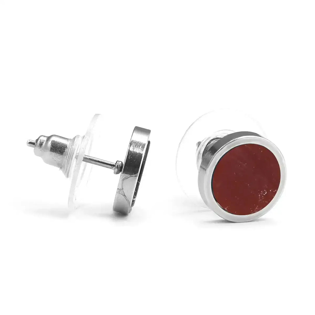 Sterling Silver Round Stone Stud Earrings In 11 Materials