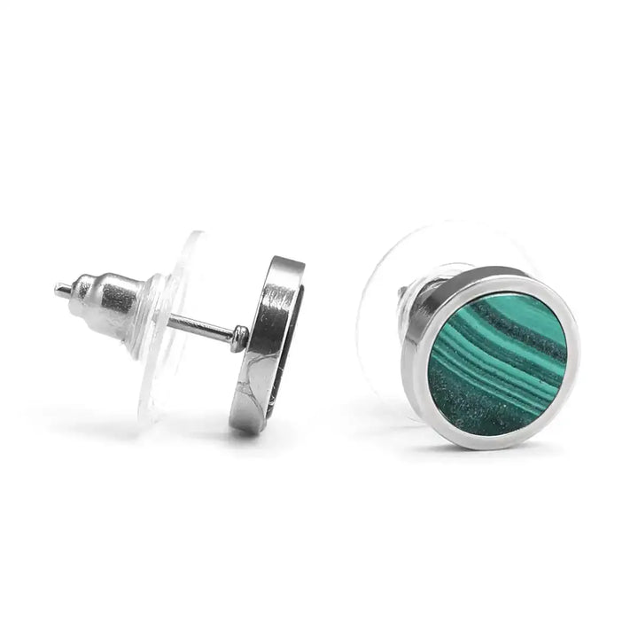 Sterling Silver Round Stone Stud Earrings In 11 Materials