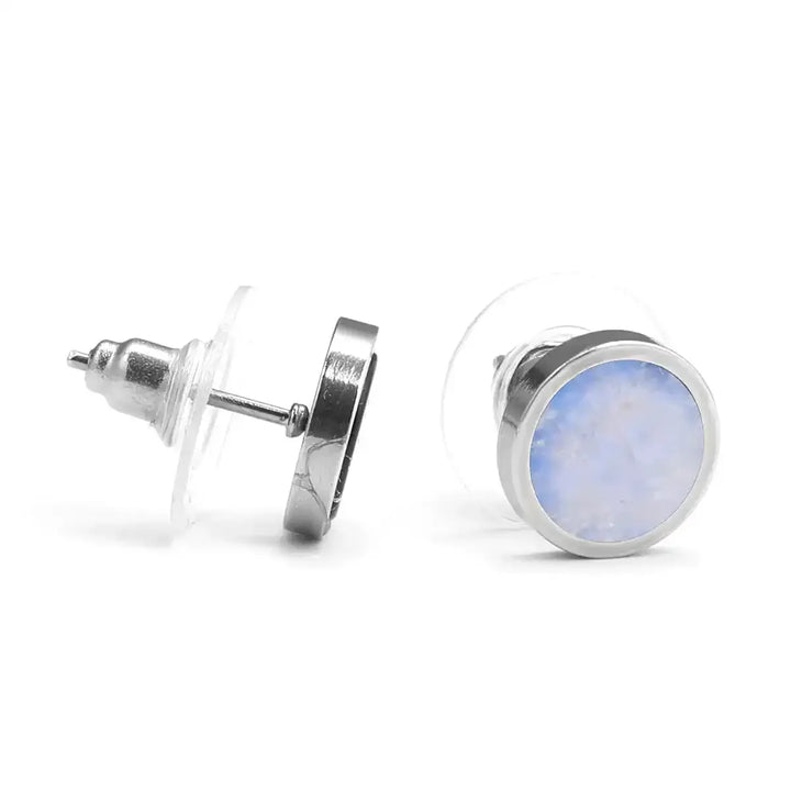 Sterling Silver Round Stone Stud Earrings In 11 Materials