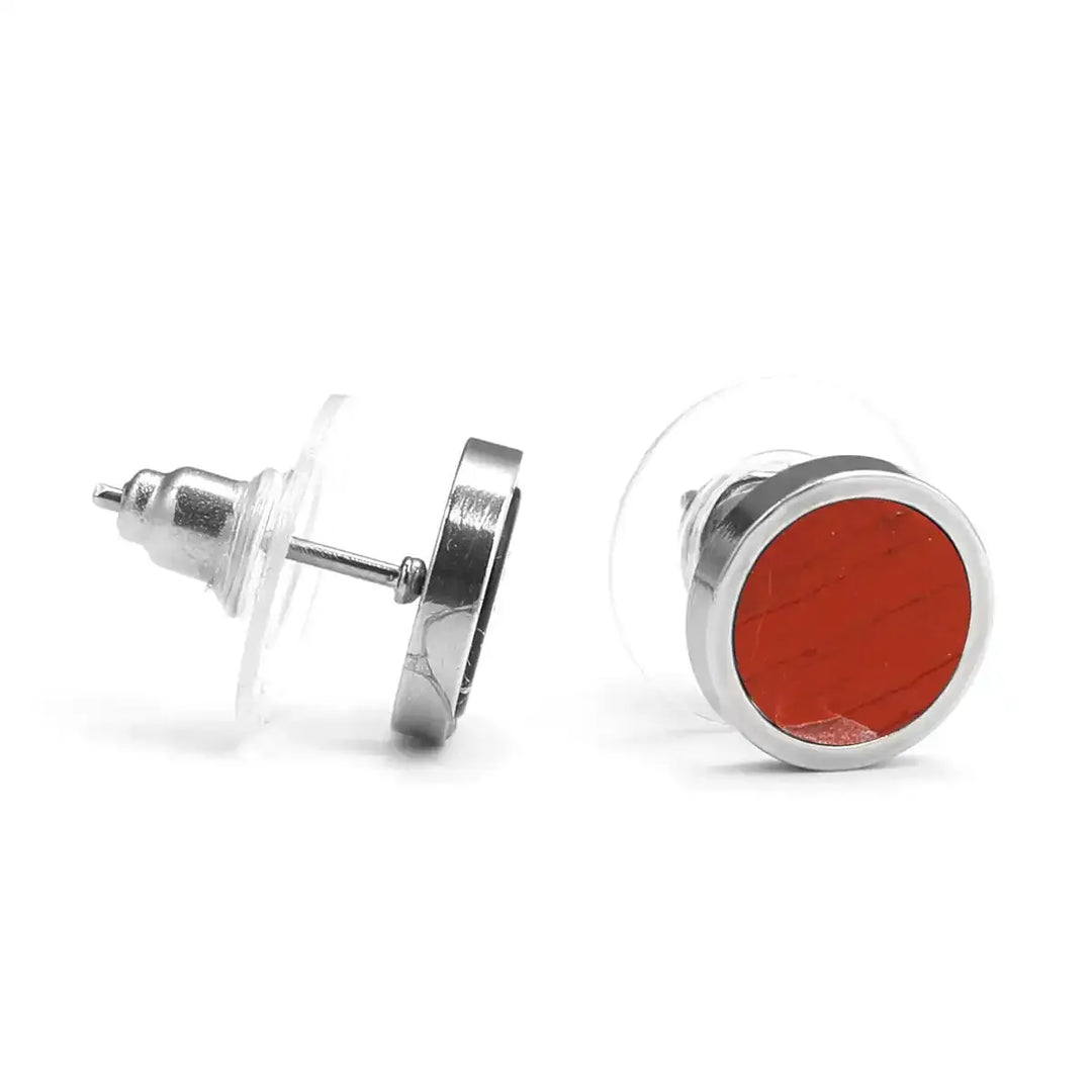 Sterling Silver Round Stone Stud Earrings In 11 Materials