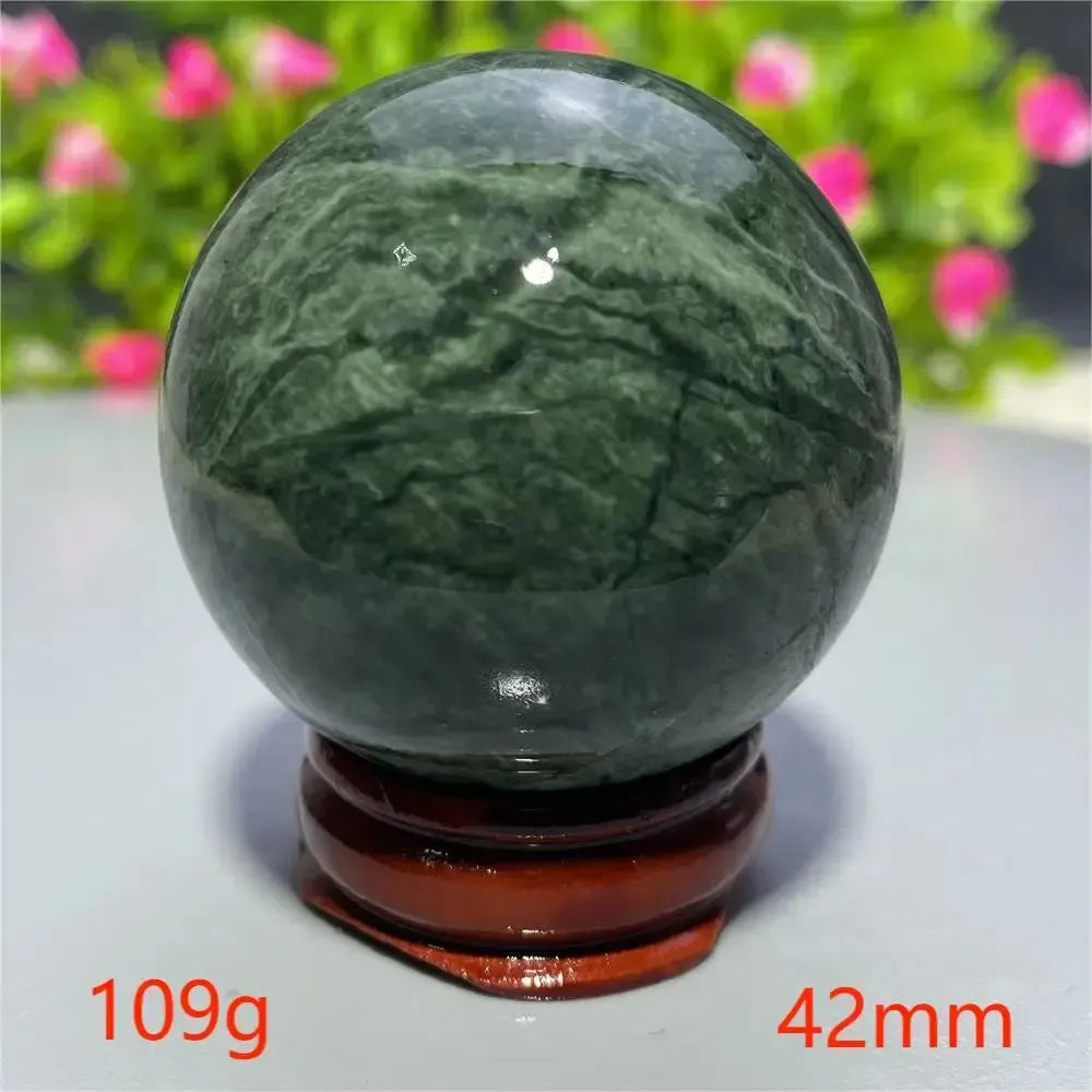 Tibetan Jade Crystal Sphere-Spheres-Ali-A27 109g-Green Jade-Crystal Destiny