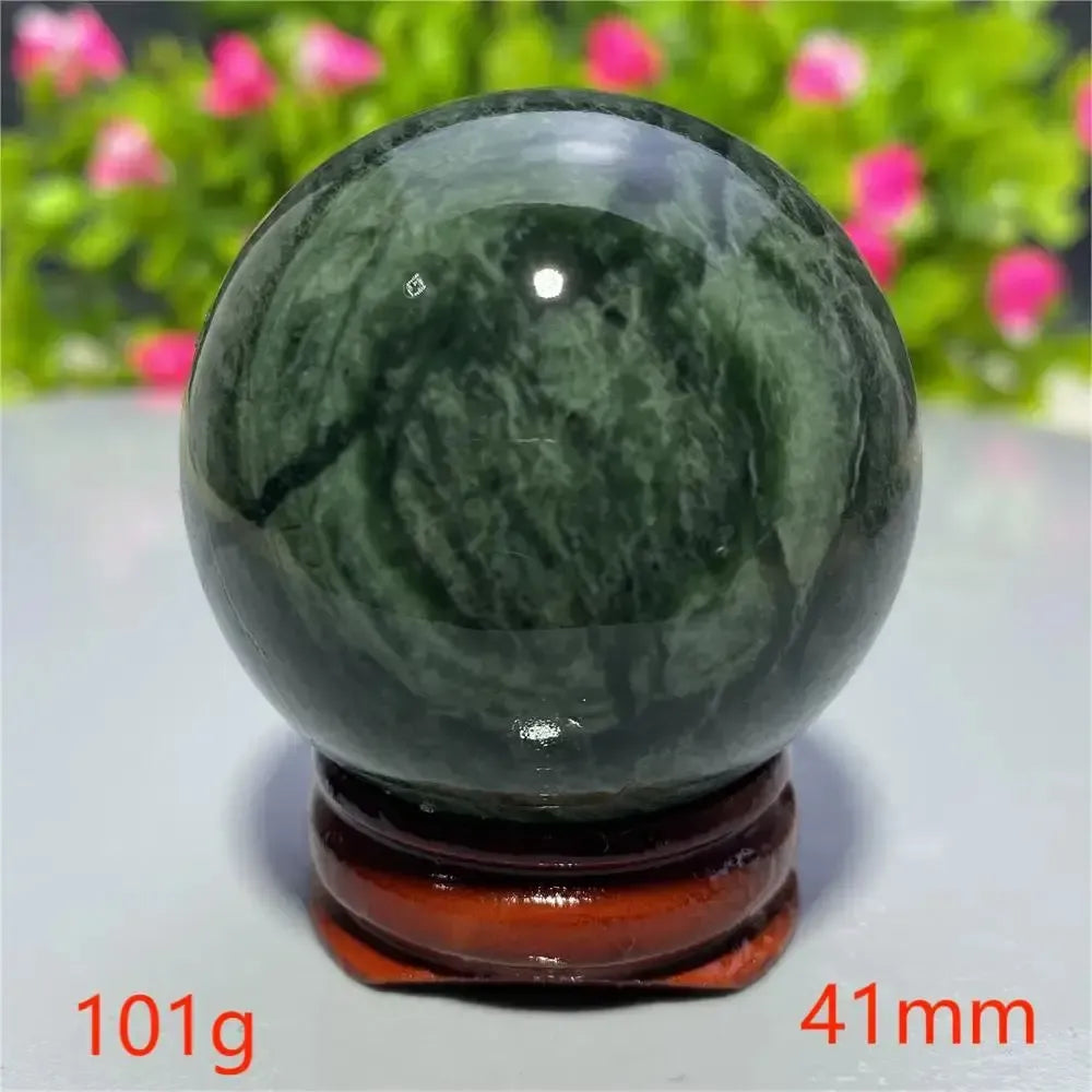 Tibetan Jade Crystal Sphere-Spheres-Ali-A36 101g-Green Jade-Crystal Destiny