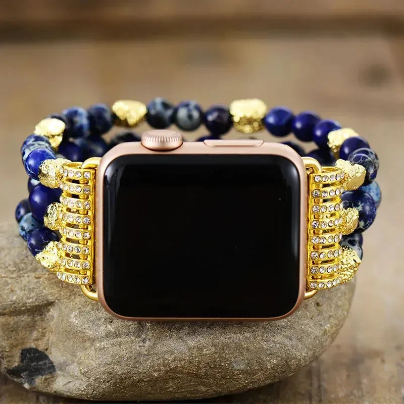 Tiger Eye Beaded Apple iWatch Band-Bands-Ali-Emperor Jasper-Small-Apple 38-41MM Plate-Crystal Destiny