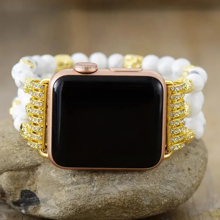 Tiger Eye Beaded Apple iWatch Band-Bands-Ali-Howlite-Large-Apple 38-41MM Plate-Crystal Destiny