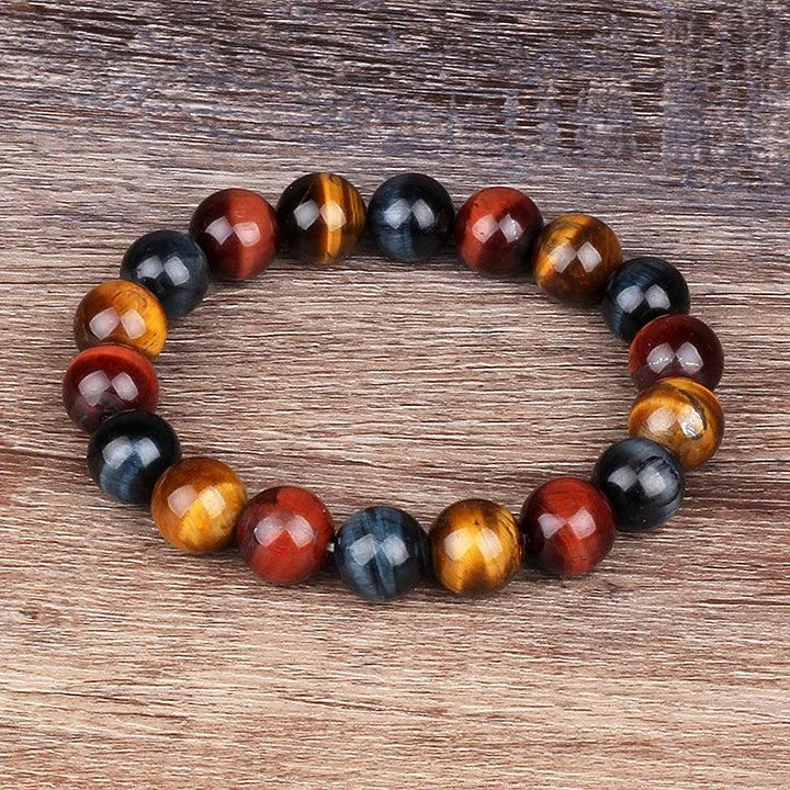 Tiger Eye Crystal Beaded Handmade Unisex Bracelet with shifting, silky luster for confidence and grounding.