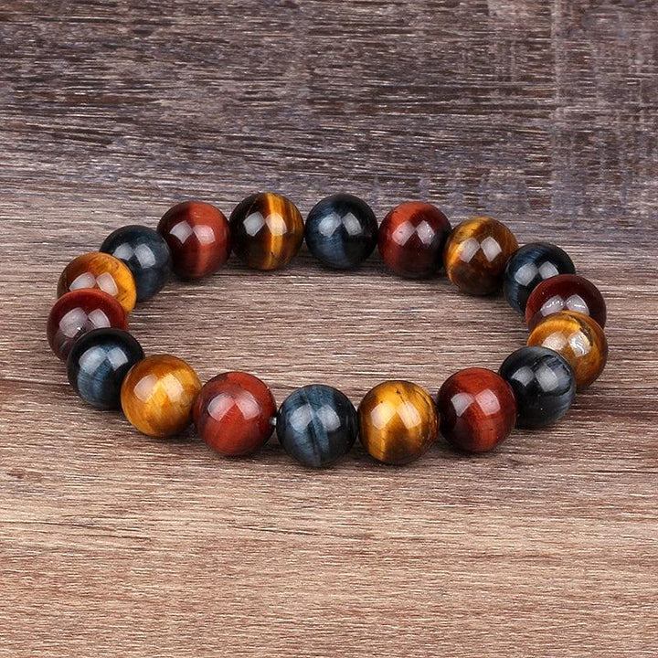 Handmade unisex Tiger Eye crystal beaded bracelet with shifting, silky luster for confidence and grounding.