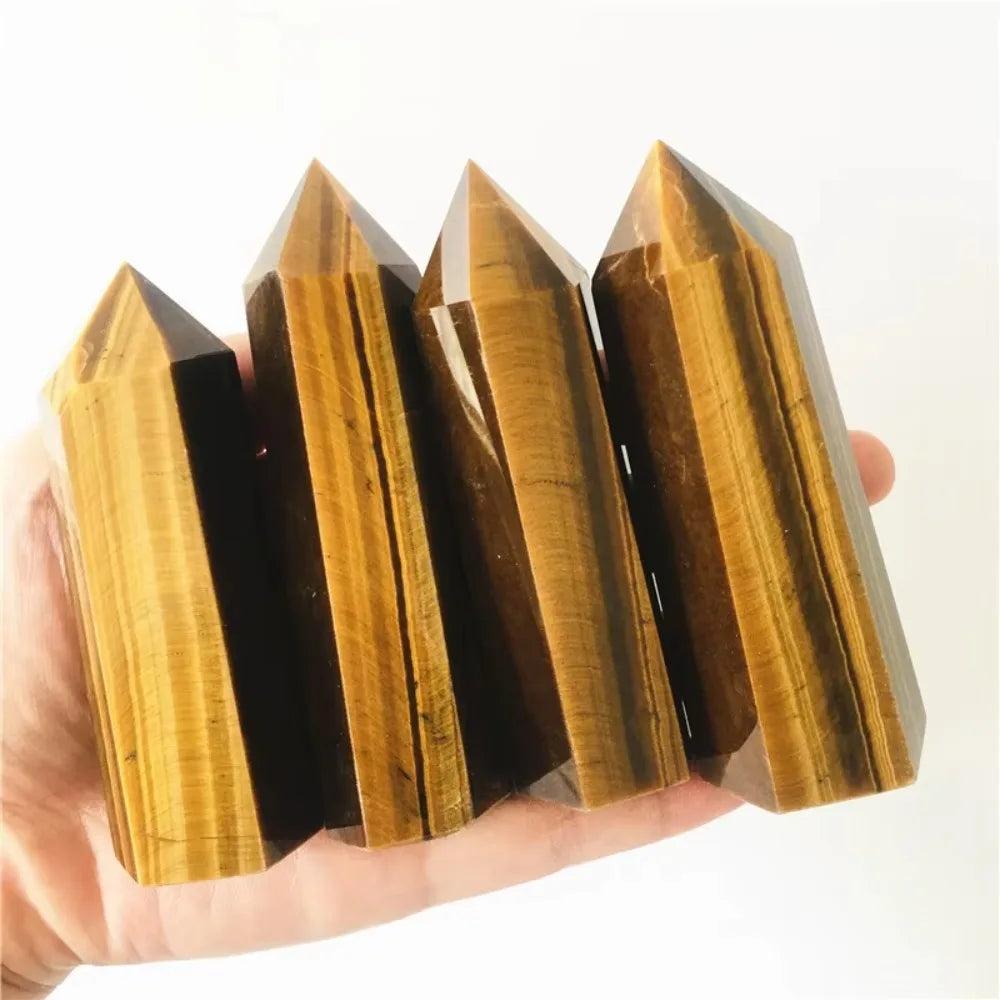 Crystal Tiger Eye Point High Energy Healing Gemstone for Mind Body Spirit Chakra Jewelry Making Rough Tumbled Obelisk Stones