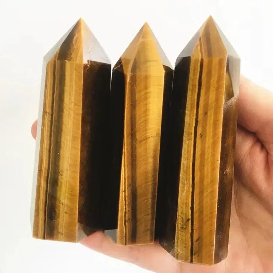 Crystal Tiger Eye Point High Energy Healing Gemstone for Mind Body Spirit Chakra Jewelry Making Rough Tumbled Obelisk Stones