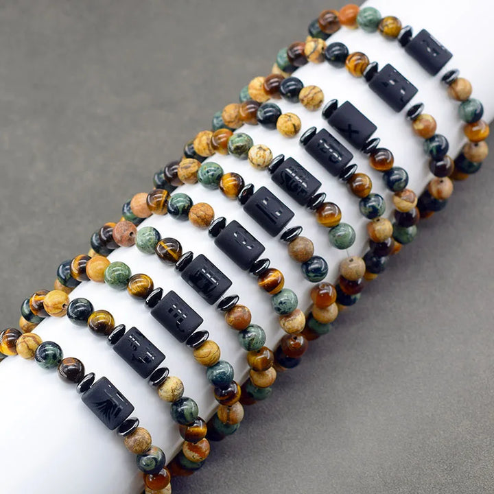 Tiger Eye Zodiac Sign Bead Bracelet