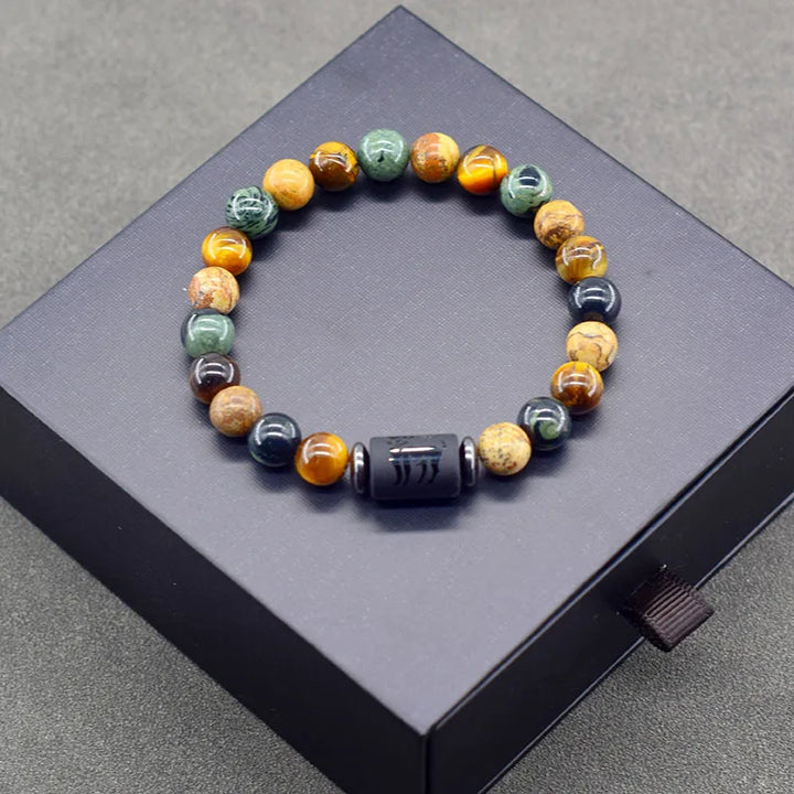 Tiger Eye Zodiac Sign Bead Bracelet