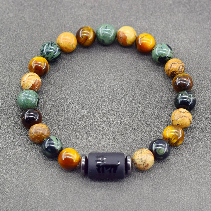 Tiger Eye Zodiac Sign Bead Bracelet