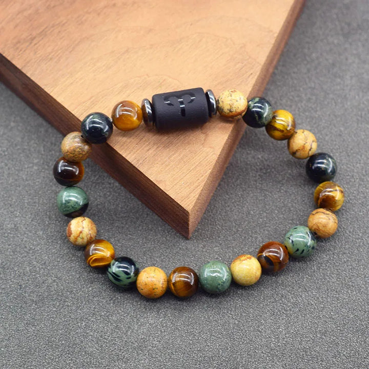 Tiger Eye Zodiac Sign Bead Bracelet