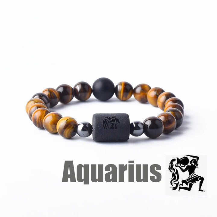 Tiger Eye Zodiac Sign Bead Bracelet