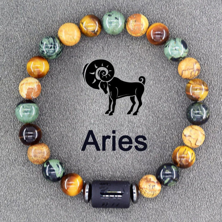 Tiger Eye Zodiac Sign Bead Bracelet