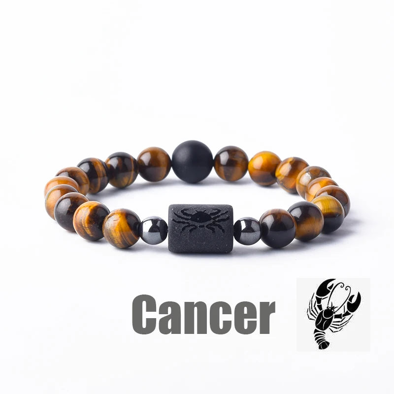 Tiger Eye Zodiac Sign Bead Bracelet
