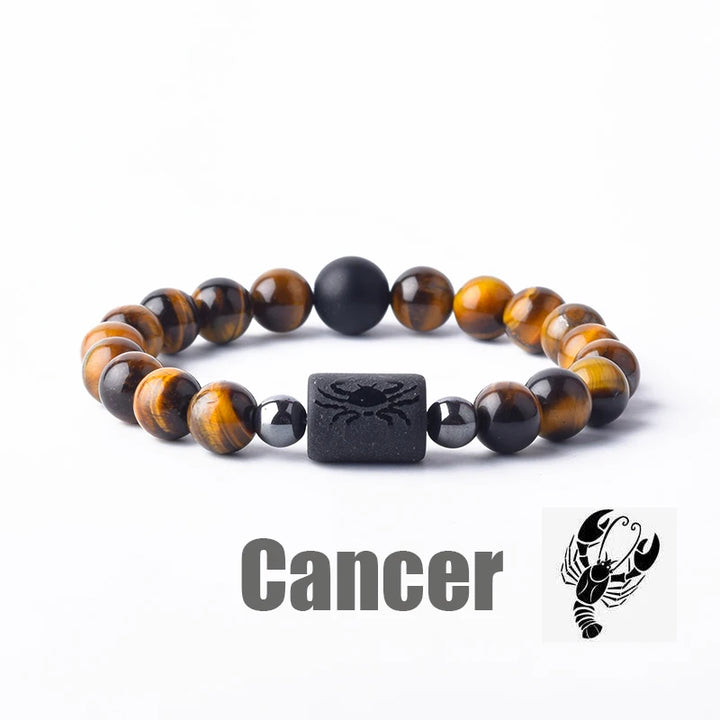 Tiger Eye Zodiac Sign Bead Bracelet